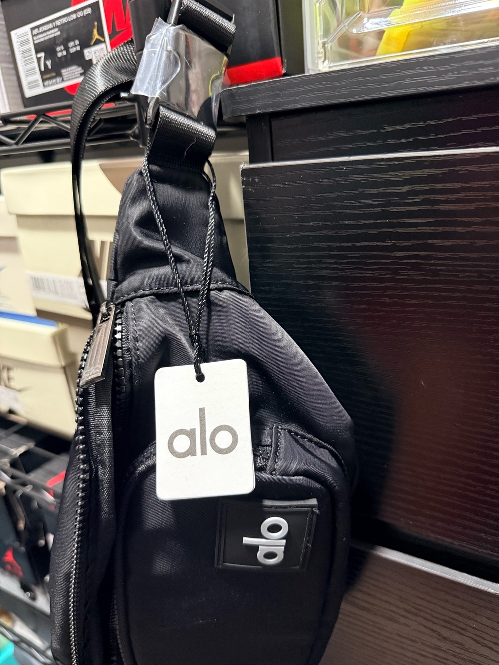 ALO Yoga Black Men's Belt Bag with Logo Tag